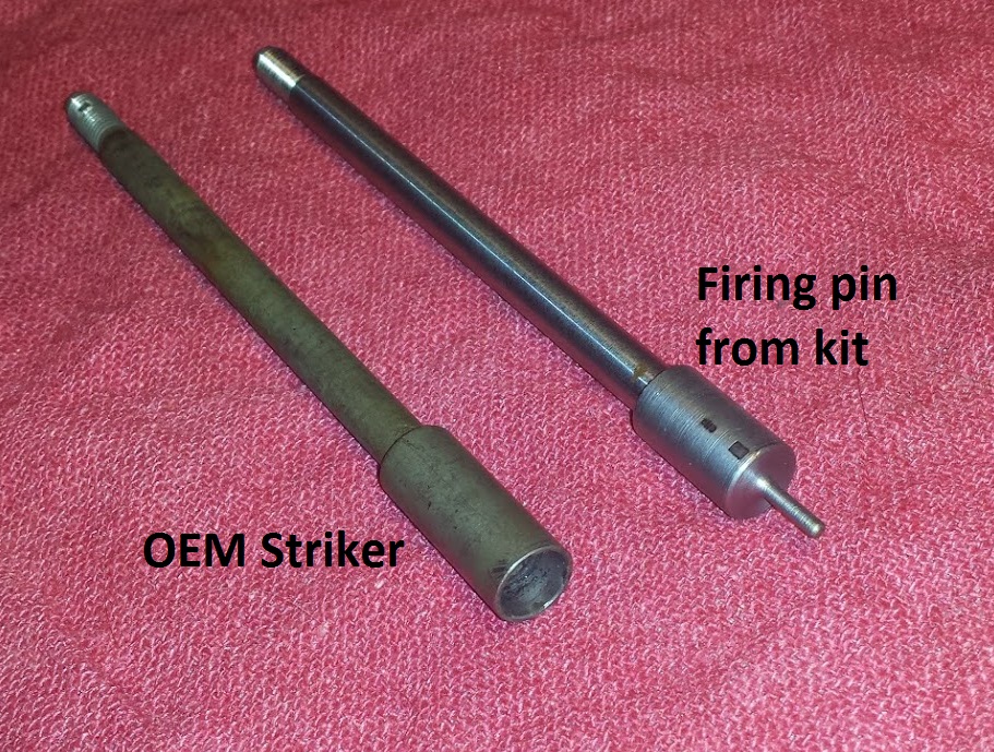 Original Remington striker for 700 ML next to Badger Ridge- Hunter 209 conversion kit firing pin