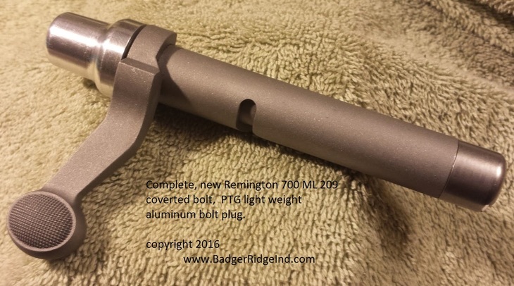 Remington 700 ML 209 Converted bolt with PTG aluminum bolt plug