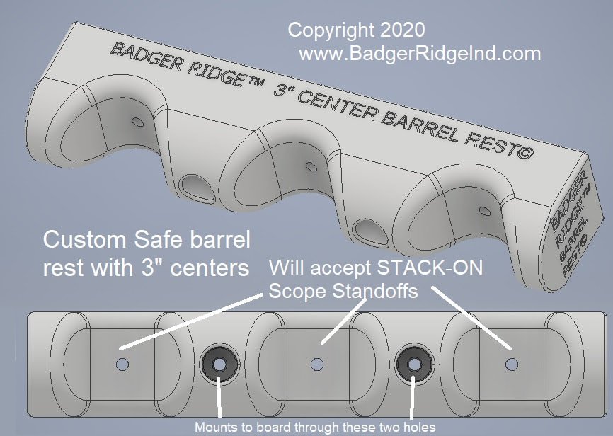 Wall mountable, STACK-ON compatible barrel rest