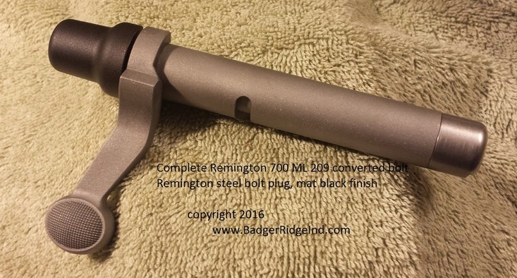 Remington 700 ML MLS Complete 209 converted bolt with Remington mat finish steel bolt plug