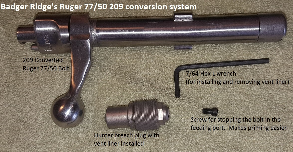 Ruger 77/50  209 converted bolt with accessories