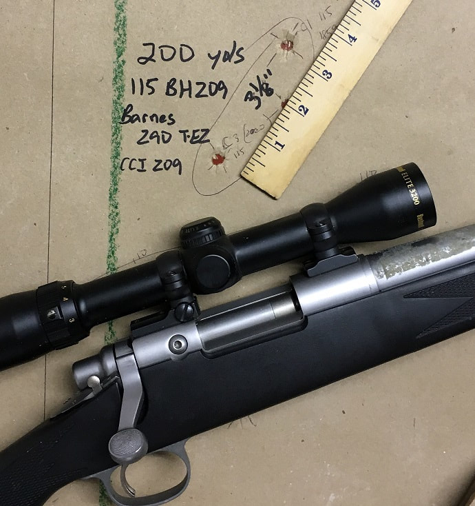 Badger Ridge 209 Converted Remington with 200 yd group