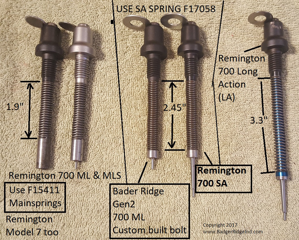 Comparison of all Remington 700 main spring lengths