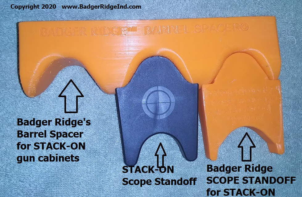 STACK-ON Barrel rest and scope stand off with 3d printed Badger Ridge parts