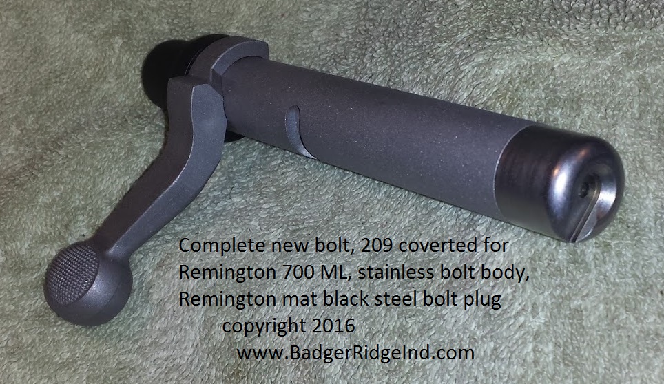 Remington 700 ML bolt assembly converted to 209 primers