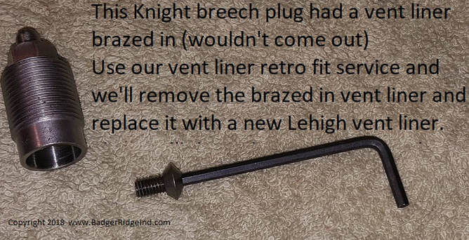 Knight breech plug with vent liner removed
